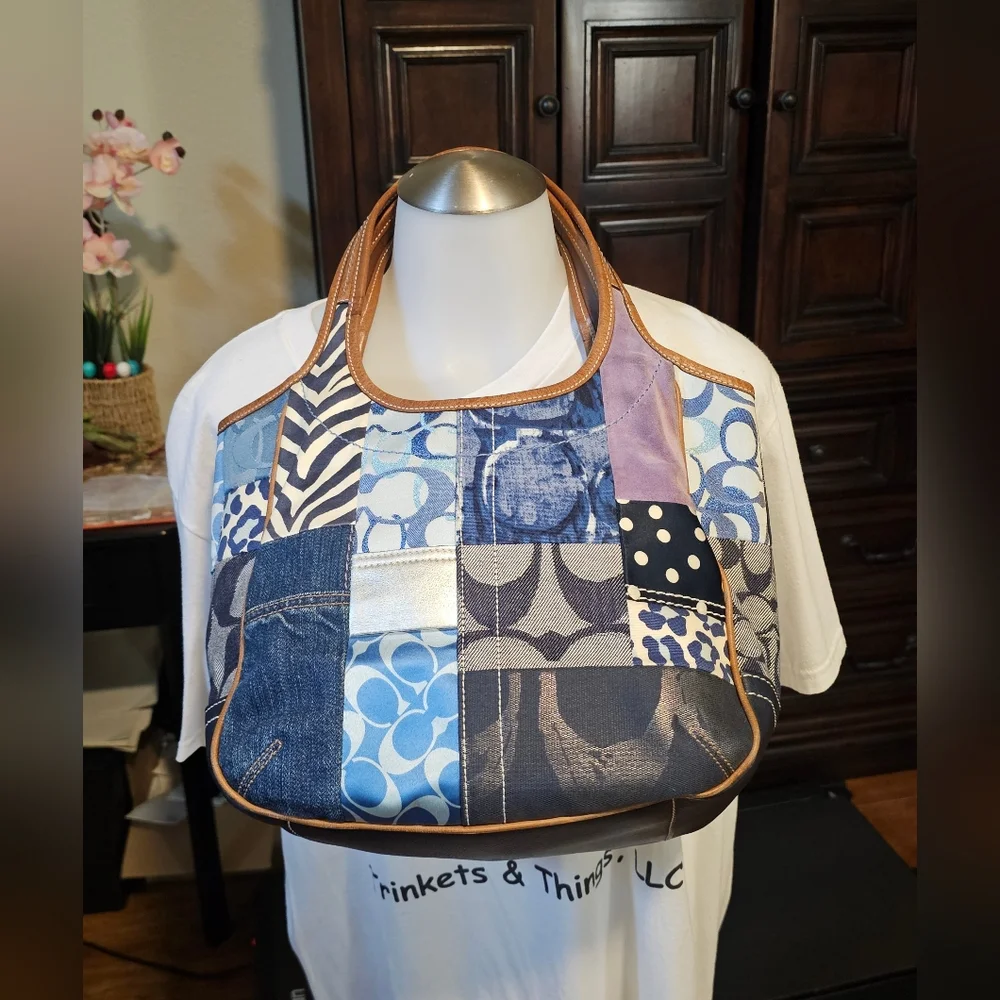 Coach Patchwork Denim and Leather Shoulder Bag - RARE - Picture 2 of 6
